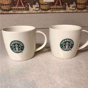 Starbucks White Coffee Mugs with Green Logo